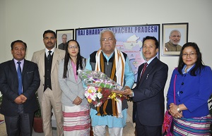 The Governor of Arunachal Pradesh Shri PB Acharya with Judicial Officers in the Gyatri Hall at Raj Bhavan Itanagar on 2nd  February 2017.